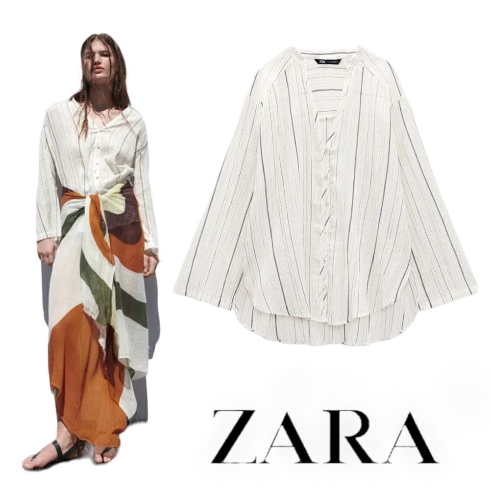 ZARA | Multicolored | STRIPED SHIRT WITH METALLIC THREAD